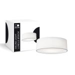 D'Lite Plafonnier Lunelle 30cm Textile Blanc | Convient pour 2x E27 
